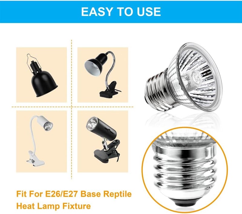 DATOO Reptile Heat Lamp Turtle Heating Light 4PCS 50W UVA UVB Heat Bulb Simulated Sunlight Basking Spot Lamp for Reptiles Lizard Amphibian Bearded Dragon Snake - Image 5